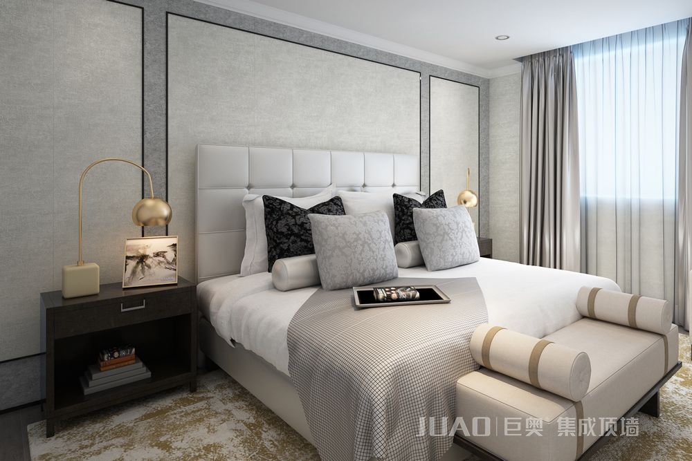 现代捷克麻蓝灰+ 智利岩灰-装配式整装定制-巨奥集成顶墙
